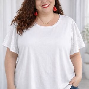 a new day White Lace Sleeve Tee